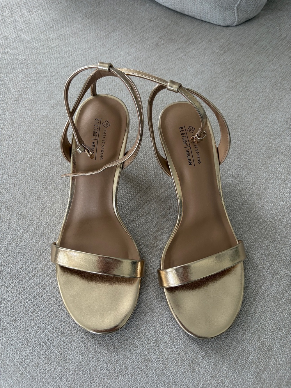 Call It Spring Metallic Gold Ankle-Strap Heeled Sandals